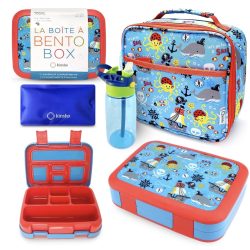 Bento Box with Insulated Lunch Bag, Ice Pack & Water Bottle Set for Kids
